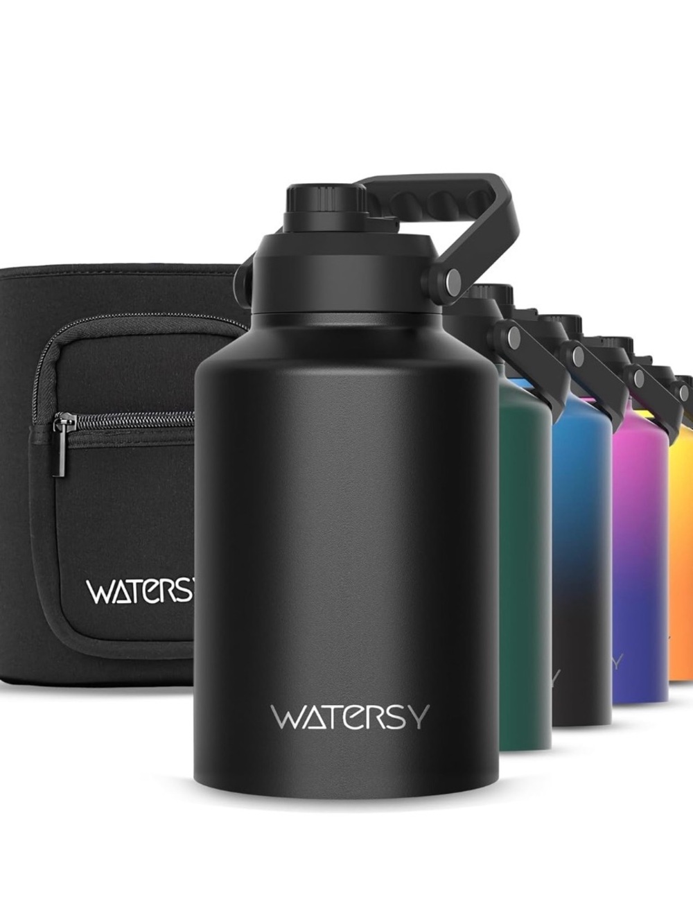 NWT WATERSY Insulated Water Jug-Black 1 Gallon,Cold 48 Hours,Stainless Steel